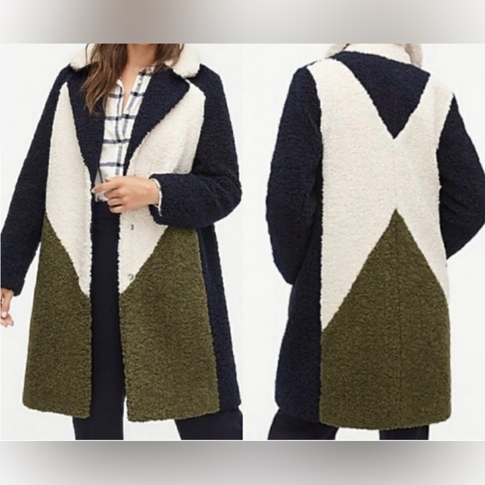 J. Crew Colorblock Sherpa Coat